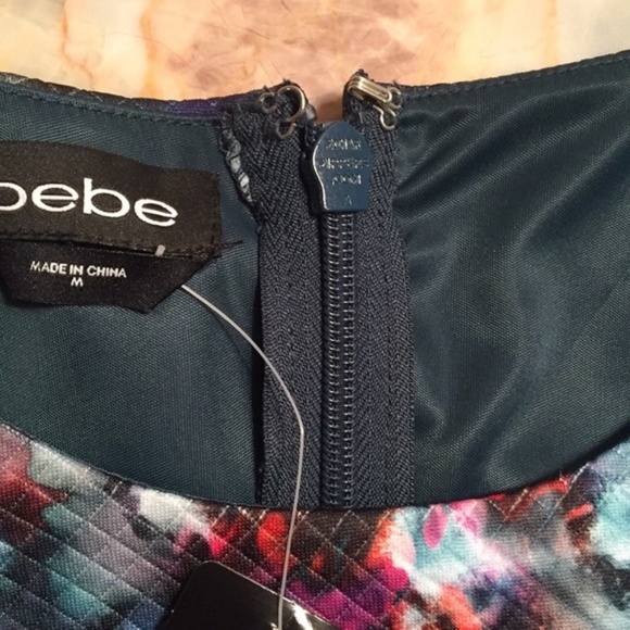 BEBE Floral Print Jacquard Fit & Flare Dress - Picture 7 of 8